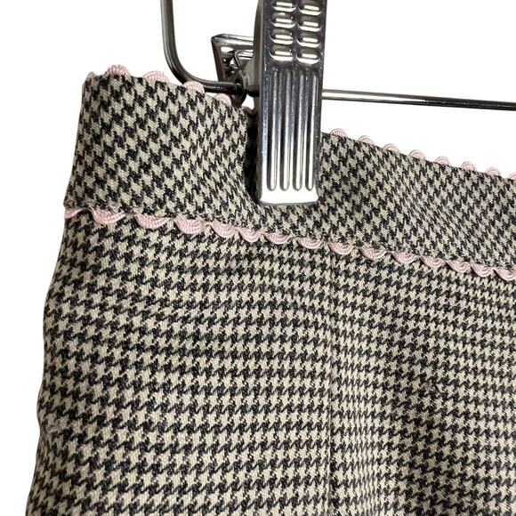 Rebecca Taylor Brown Pink Wool Houndstooth A-Line Knee Length Skirt Size 6 - Picture 2 of 10